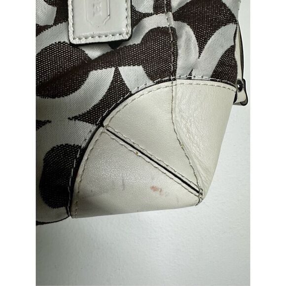 Coach Op Art Peyton Carryall Satchel Bag Tote 14515  Ivory Gray See Description - Picture 3 of 16